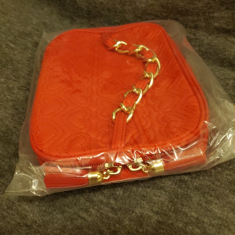 Mary Kay Red Hearted Quilted Makeup Bag